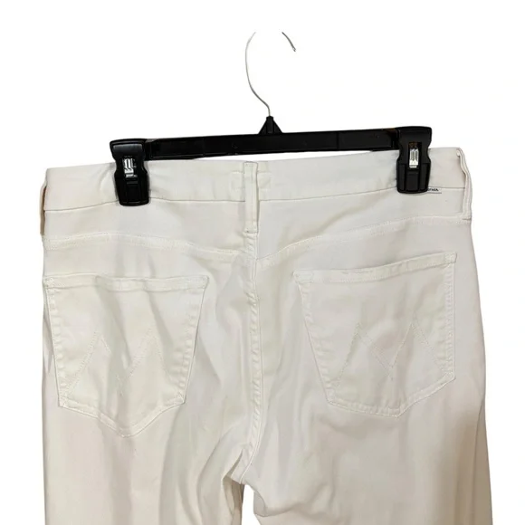 MOTHER The Looker Crop White Straight Leg Ankle Crop Jeans Glass Slipper White - Picture 8 of 15